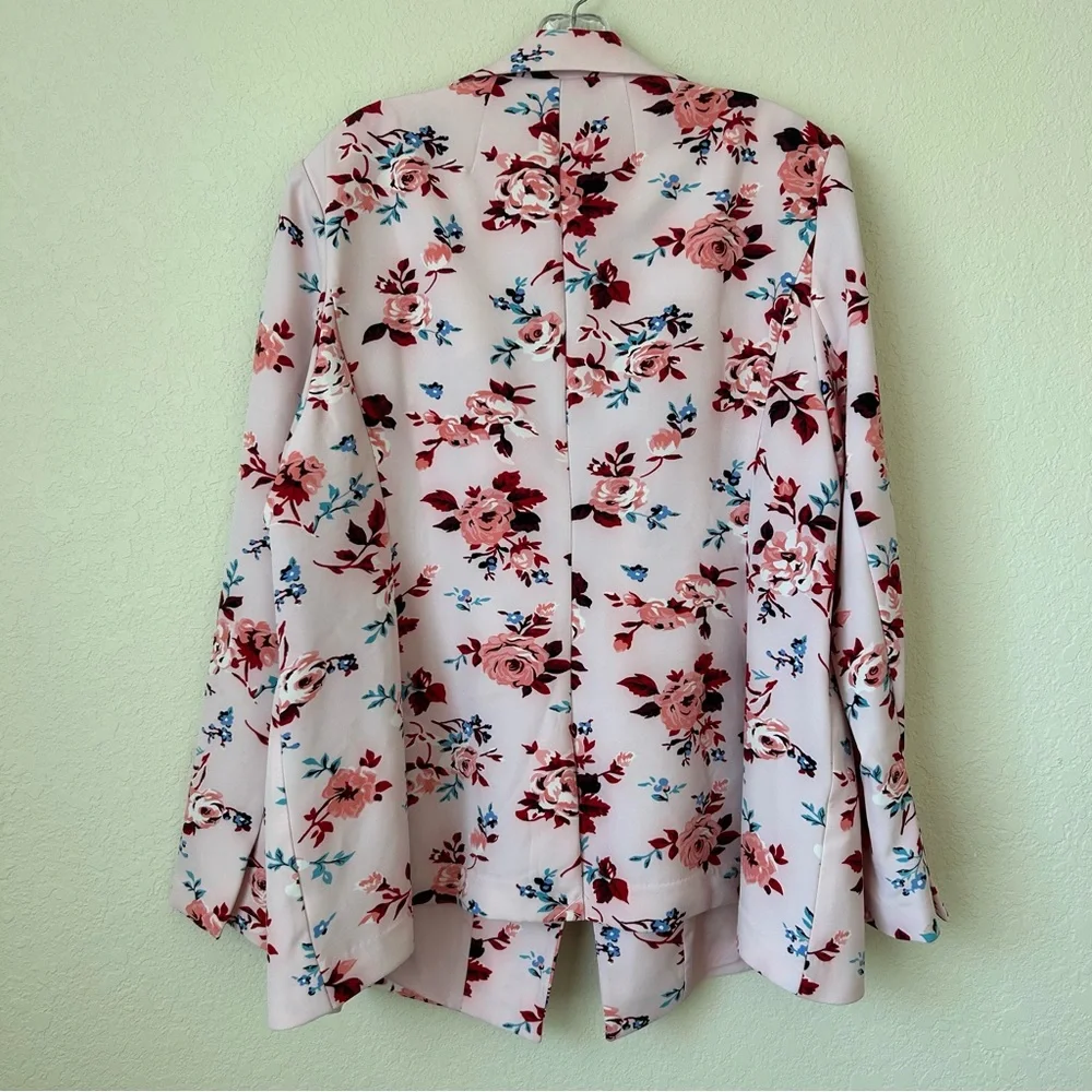 Lane Bryant Pink Floral Open-Front Blazer - Picture 4 of 9